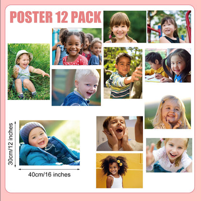 Motiskyy 12 Pcs Diversity Posters for Classroom Preschool Educational Learning Real Pictures for Daycare Home Multicultural Awareness(Children Real Photo Poster Style)