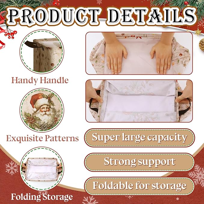 4 Pack Christmas Storage Bin Collapsible Large Christmas Storage Baskets