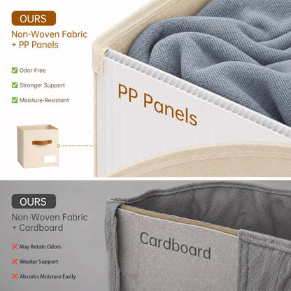 Stowsia Storage Cubes 8 Pack, 11 Inch Fabric Storage Cubes Organizer Bins with Labels, Odor-Free & Sturdy PP Structure, Cubby Baskets for Closet, Shelves, Toys & Nursery (Beige)