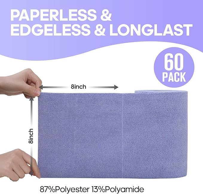 Fantasticlean Microfiber Cleaning Cloth Roll -60 Pack, Tear Away Paperless