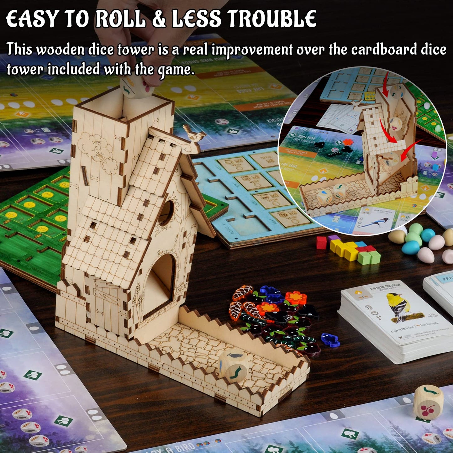 CZYY Bird Feeder Dice Tower with Tray, Compatible with Wingspan