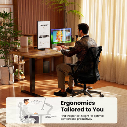ErGear Height Adjustable Electric Standing Desk, 48 x 24 Inches Sit Stand up Desk, Memory Computer Home Office Desk, Vintage Brown