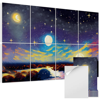 8 pack Art Acoustic Panels with Self-Adhesive,48 x 32Inches Acoustic Wall Art,Better Decorative Sound Proof Panels,Recording Studio/Home/Office Acoustical Treatment,Starry Sky