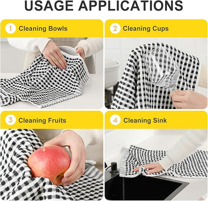 SALAS Cotton Dish Towels for Kitchen Drying Dishes, Lattice Terry Kitchen Cloths