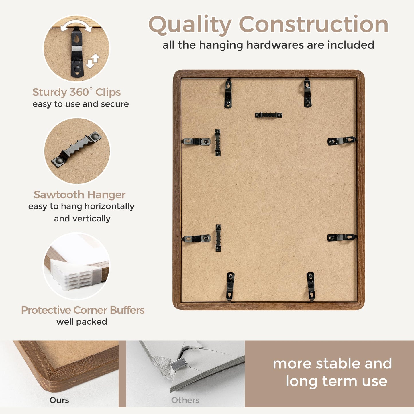 FLYJOE 11x14 Picture Frame | Solid Oak Wood 11 x 14 Picture Frame With Mat For 8x10 | 11x14 Poster Frame | Plexiglas And Hanging Hardware Included | 11 By 14 Photo Frame Wood (Walnut, 1 Pack)