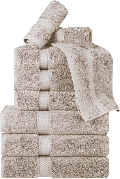 Superior Egyptian Cotton Pile 9 Piece Towel Set, Includes 3 Bath, 3 Hand
