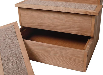 Zoovilla PTR0082212010 Yorkshire Dog Step with Storage, Natural Wood, 15.55″D x 17.50″W x 14.76″H
