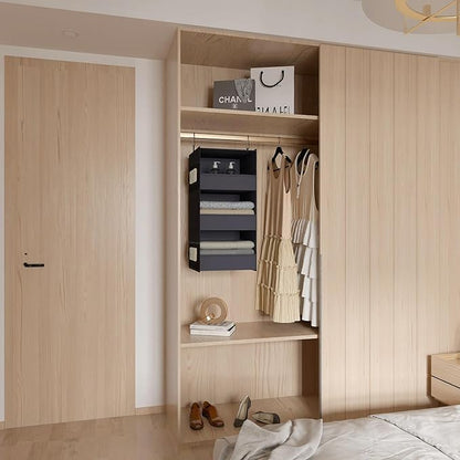 3-Shelf Hanging Closet Organizer and Storage, Foldable Hanging Closet Shelves