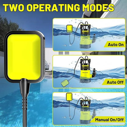 Submersible Water Pump 1HP 5300GPH High Flow Clean/Dirty Water Transfer Pump with Automatic Float Switch,26FT Long Cord,Sump Pump for Pool, Pond,Garden, Flooded Cellar, Aquarium and Irrigation
