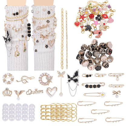 NITOPUPU 107 Pcs Socks Charms Kit With Pearl Charm Brooches And Pins For Socks And Sneakers Personalized DIY