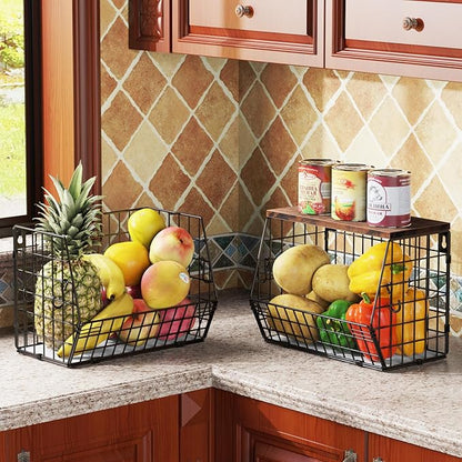 Fruit Bowl for Kitchen Counter Stackable Wall Mounted Hanging Basket Wire Basket
