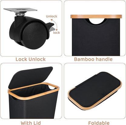 Slim Laundry Basket with Wheels, Narrow Hampers