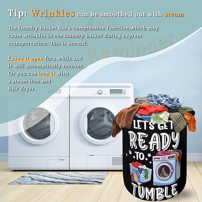 Let's Get Ready to Tumble Laundry Hamper Funny Text Laundry Basket