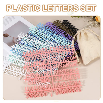 PATIKIL 588 Piece Plastic Letters Set for Felt Letter Board, Purple Alphabet Message Board Accessories Including Letter Numbers with Restraint Strap for Cafe, Wedding, Birthday