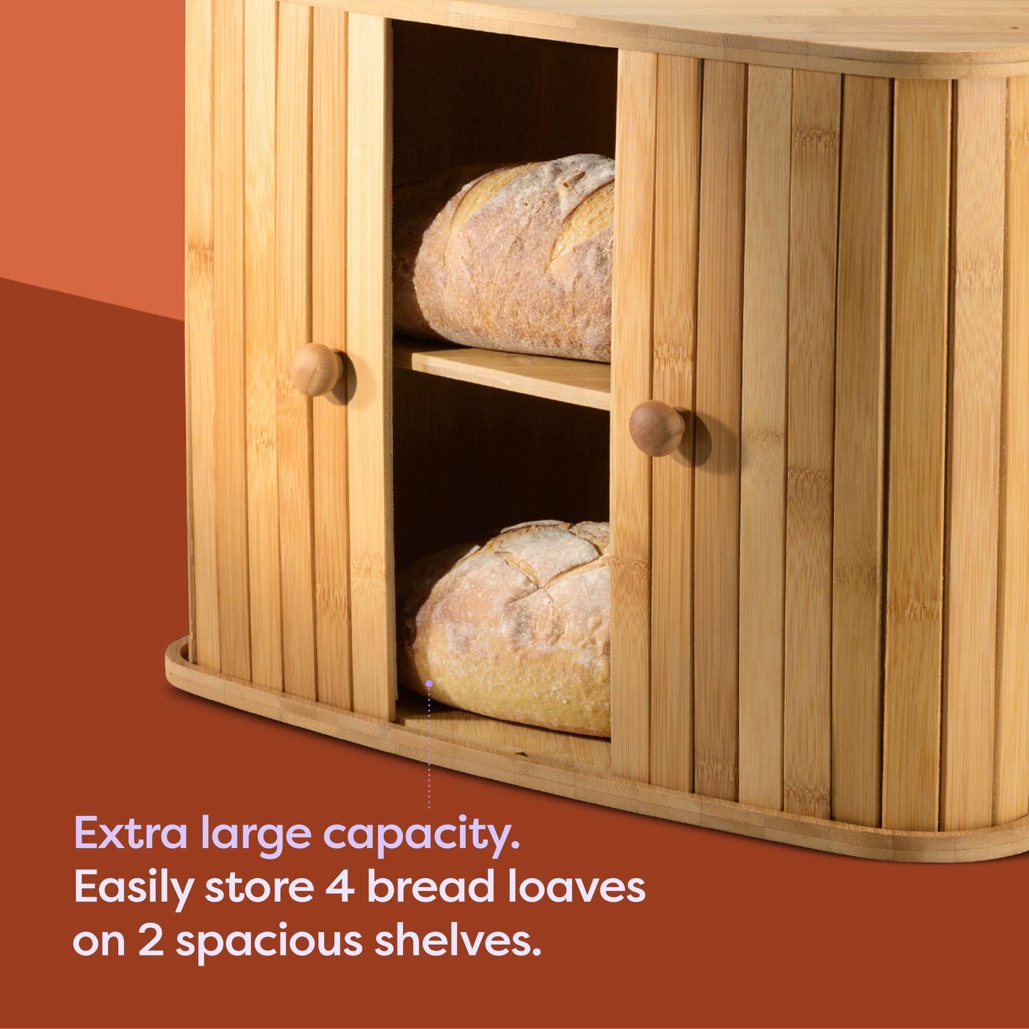 Klee Wooden Bread Box | Bamboo Bread Holder | Corner Bread Keeper Storage Box, Fully Assembled Large