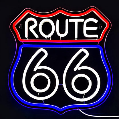 Route 66 Neon Sign Historic US High Way Acrylic LED Sign for Bedroom Wall Decor Blue Neon Light Game Room Wall Sign Party Light Club Neon Accessory