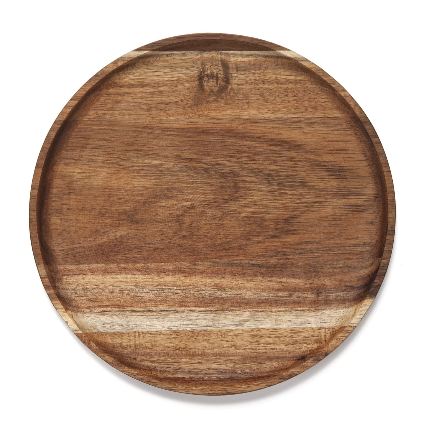 YANGQIHOME 11.8 inches Round Wood Tray, Wooden Serving Tray, Acacia Plates, Appetizer Charcuterie Board, Tray Organizer for Kitchen/Countertop, 11.8 x 11.8 x 0.8 inch