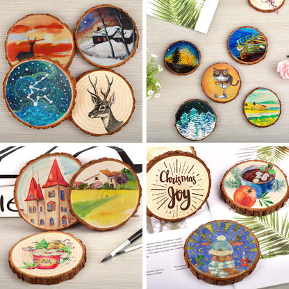 LESUMI Wood Slices with Bark, 20 Pcs 3.5-4 Inch Unfinished Pre-Sanded Wood Rounds, DIY Craft Supplies for Kids Art, Coaster, Christmas Ornament & Rustic Wedding Decor