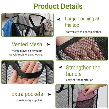 BATTOO Deluxe Strong Mesh Pop up Laundry Hamper Basket