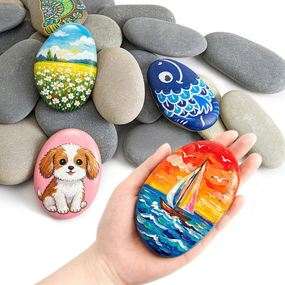Simetufy 15 Pcs Large Rocks for Painting, 4-5 Inch River Rocks Painting Stones Smooth Flat Rocks for Painting, Natural Rocks to Paint for Arts DIY Crafts Kids Painters