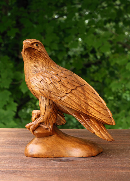 G6 Collection 8" Wooden Handmade American Eagle Statue Handcrafted Figurine Sculpture Art Hand Carved Rustic Lodge Outdoor Decorative Home Decor Us Accent Decoration Eagle Statue