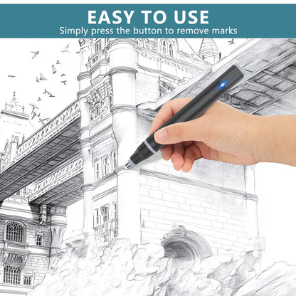 Foyucool Electric Eraser, USB C Rechargeable Pencil Eraser with 220 Eraser Refills, 2 Eraser Sizes, Comfort Grip Art Eraser for Drawing, Ideal for Artists, Students, Sketch, Engineers, Black