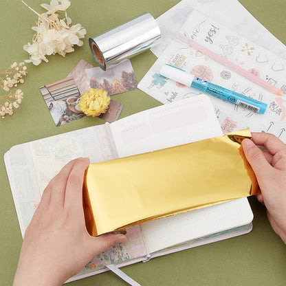 SUPERFINDINGS 2 Colors Hot Foil Stamping Paper 66Ftx3.15in Heat Transfer Foil Paper Metallic Golden Silver for DIY Craft Embossing Scrapbooking Cards