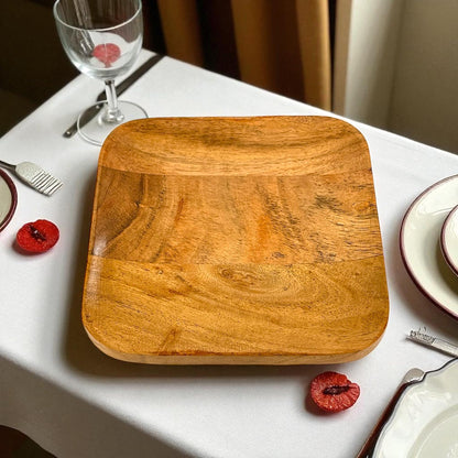 S.B.ARTS Serving Bowl for Home, Kitchen, Fruits, Salads, Chips, Dip/Multipurpose/Hand Made/Natural Mango Wood/Natural Wood (Square (Set of 3))