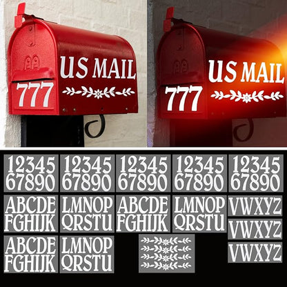 Reflective Mailbox Numbers Stickers for Outside,132 Pcs 3" Self Adhesive Letter and Number Stickers for Address Mailbox,White Vinyl Waterproof Stick on Address House Decals for House Sign Door Cars