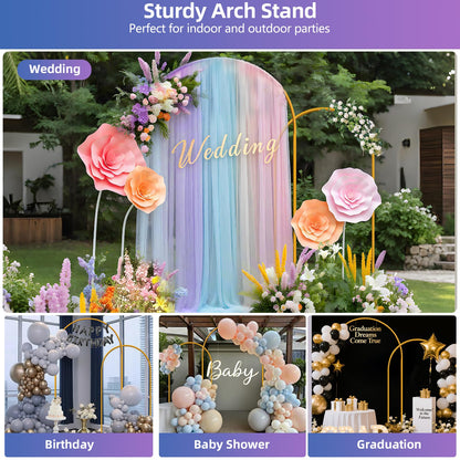 Hemmotop Glod Metal Arch Backdrop Stand Set of 2, 7.2ft and 6ft