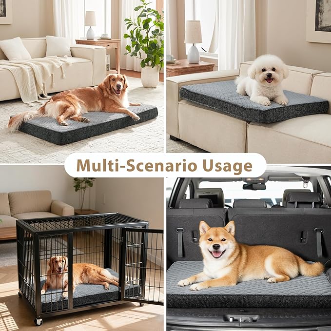 JOEJOY Orthopedic Dog Bed for Small Dogs, Washable Dog Crate Bed Small Sized with Removable Cover, Egg Memory Foam Pet Beds, Light Grey, 23"x17"