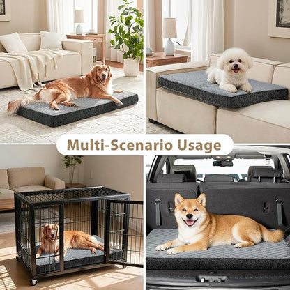 JOEJOY Orthopedic Medium Dog Bed, Washable Dog Crate Bed Medium Sized with Removable Cover, Egg Memory Foam Pet Beds, Light Grey, 29"x18"