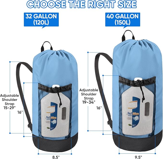 BALEINE 150L Laundry Bag Backpack, 900D Oxford Fabric Large Travel Laundry Bags