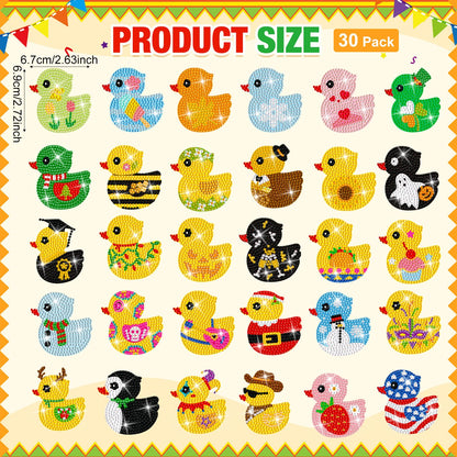 Liliaafar 30 Pcs Diamond Painting Magnets Set Diamond Art Magnets for Fridge Refrigerator Magnetic Stickers for DIY Crafts 5D Gem Rhinestones Art Painting Kits for Adults Beginners (Cute Duck)