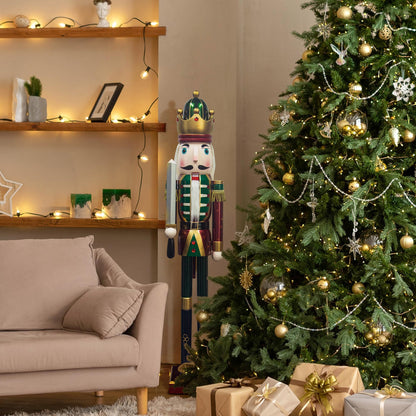 KI Store 4ft Christmas Nutcracker Wooden King Soldier Nutcracker Figurine for Front Door, Porch, Christmas Tree, Mantel, Fireplace