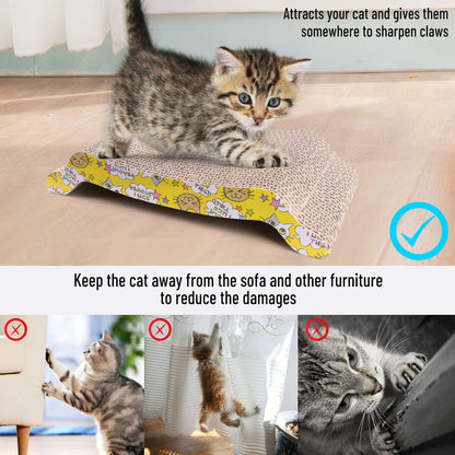 PrimePets Cat Scratching Board, 2 Pack Cat Scratcher Cardboard, Cat Scratch Pad for Indoor Cats, Cat Scratcher Couch Lounge Sofa Bed, Reversible Corrugated, Catnip Included