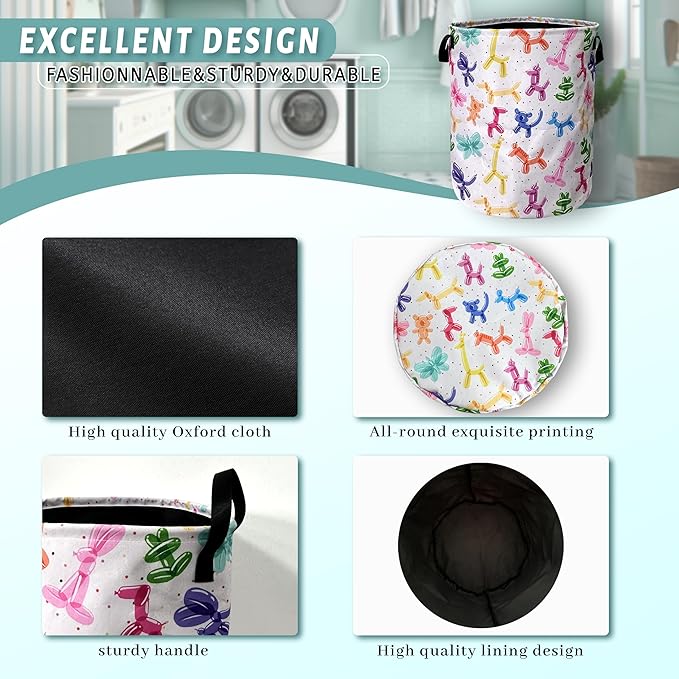 Colorful Dogs Pattern Laundry Basket Foldable