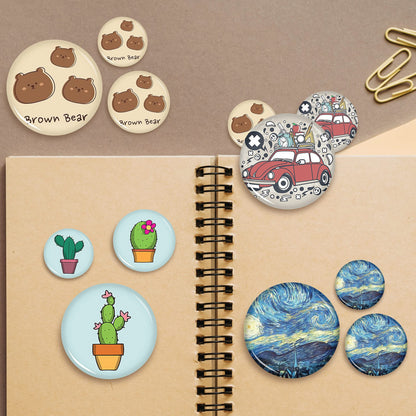 Onemorello 200 Sets Button Maker Supplies, 25mm / 0.98 inch Button Supplies Buttons Parts, (Approx. 1 inch) Metal Blank Badge Parts with Blank Paper for Buttons Maker Machine Pin Maker Press