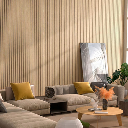 Greymond Peel and Stick Wood Slat Wall Panels, Teak, 118 x 15.7 in