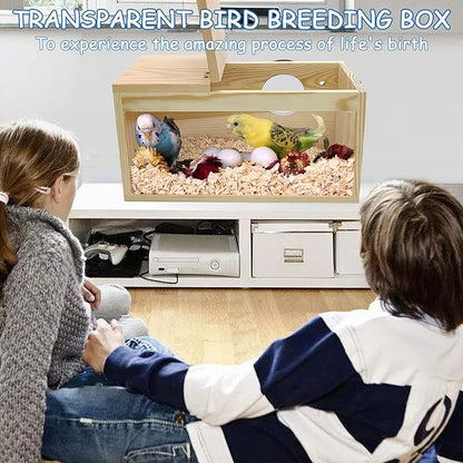BNOSDM Parakeet Nesting Box Transparent Bird Nest Breeding Box with Perch (S)