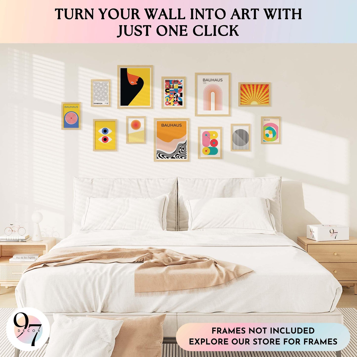 97 Decor Large 11x14 Bauhaus Wall Art Prints - Large Abstract Wall Art Decor, Mid Century Modern Art Wall Decoration, Bauhaus Poster Modern Painting Geometric Pictures For Bedroom Living Room (unframed)