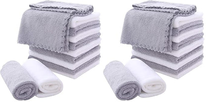 MOONQUEEN Microfiber Facial Cloths Fast Drying Washcloth 24 Pack