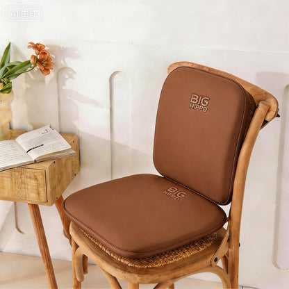 Big Hippo Ergonomic Lumbar Support & Memory Foam Seat Cushion Set - Sciatica & Tailbone Pain Relief for Office, Car & Wooden Dining Chairs - Non-Slip Body Positioner with Breathable Mesh Cover (Brown)