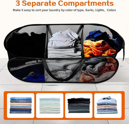 Foldable Laundry Baskets, Collapsible Mesh Laundry Hamper, Durable Pop Up