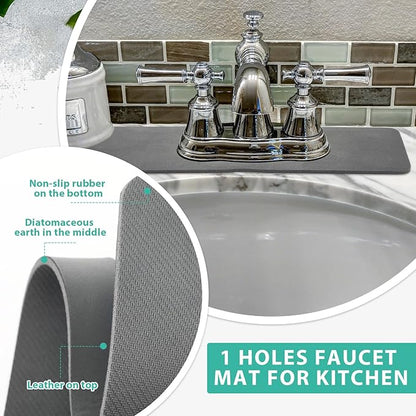Tioncy 2 Pcs Faucet Mat Sink Splash Guard Oval-hole Oval Splash Pad