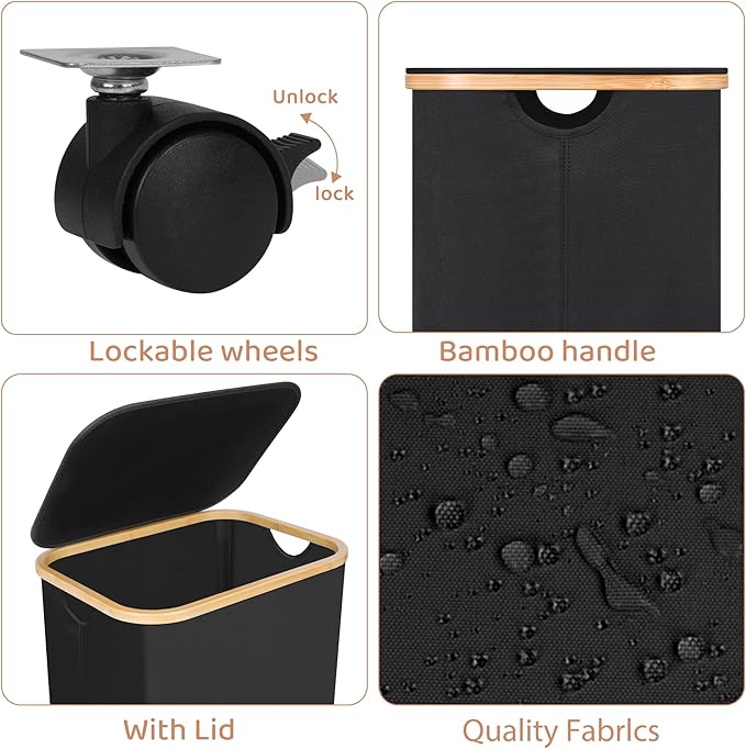Laundry Basket with Wheels, 100L Hampers