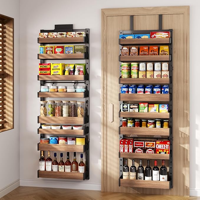 8-Tier Over The Door Pantry Organizer, Heavy-Duty Metal Wall Mount or Hanging