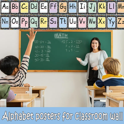 Adduster Bulletin Board Alphabet - ABC Alphabet Poster Classroom Decorating Set Preschool English Poster Kindergarten Elementary Classroom Wall Decor Daycare Homeschool Supplies