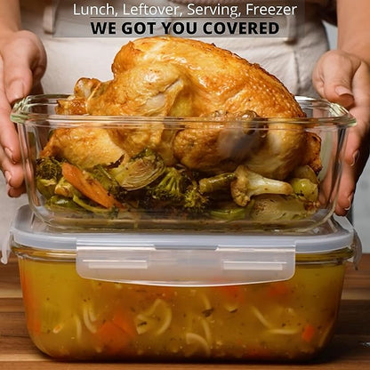 8 Cups/ 63 Oz 4 Piece Large Glass Food Storage/ Baking Containers