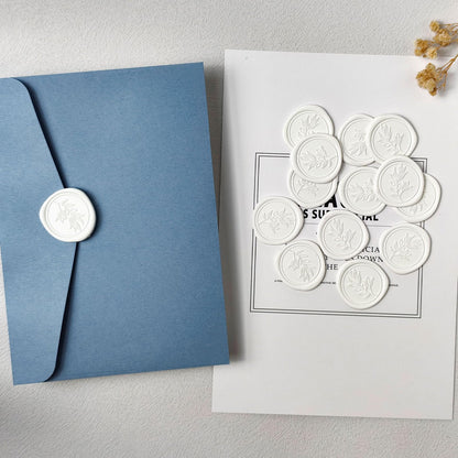 Pilloze 50Pcs White Self-Adhesive Wax Seal Stickers - Wax Seal Perfect for Wedding Invitation or Envelope Good Adhesion and Easy to Use, Wedding Invitation Accessories